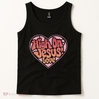High On Jesus Love Heart Christian Tank Top thumb 2