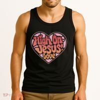 High On Jesus Love Heart Christian Tank Top thumb 3