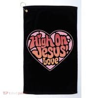 High On Jesus Love Heart Christian Golf Towel thumb 0