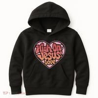 High On Jesus Love Heart Christian Kids Hoodie thumb 0