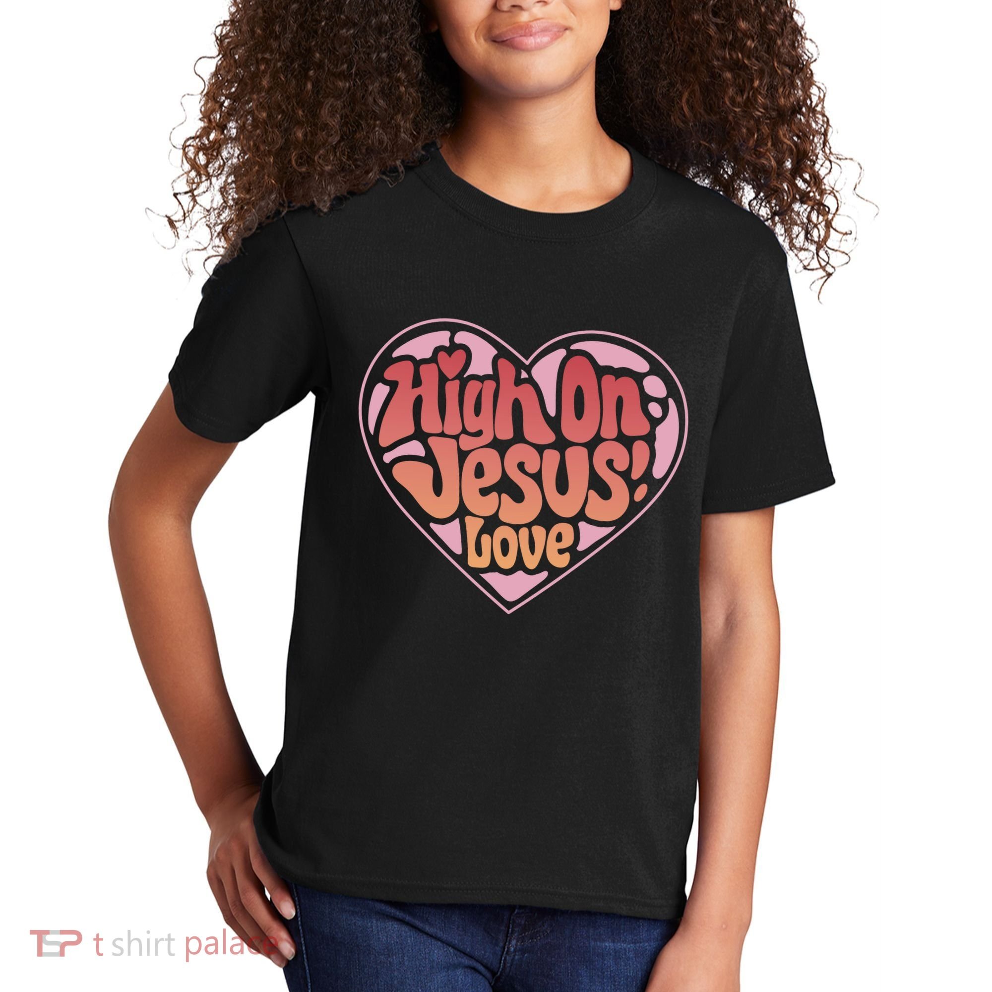 High On Jesus Love Heart Christian Kids T-Shirt