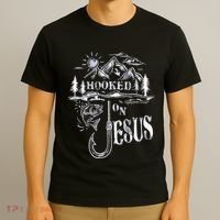 Hooked On Jesus Christ Faith Hope Love Religious T-Shirt thumb 3