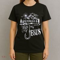 Hooked On Jesus Christ Faith Hope Love Religious T-Shirt thumb 4