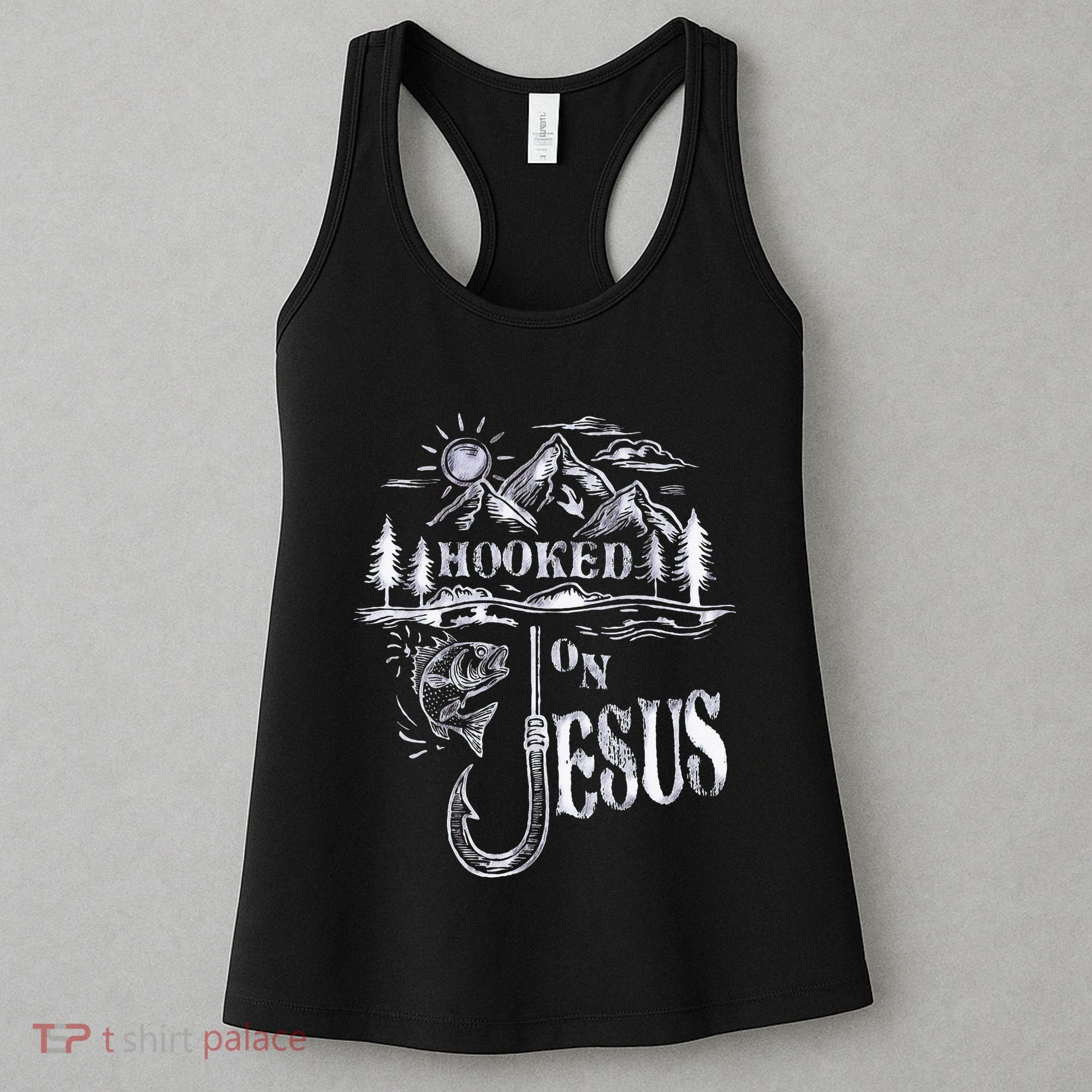 Hooked On Jesus Christ Faith Hope Love Religious Women's Tank Top
