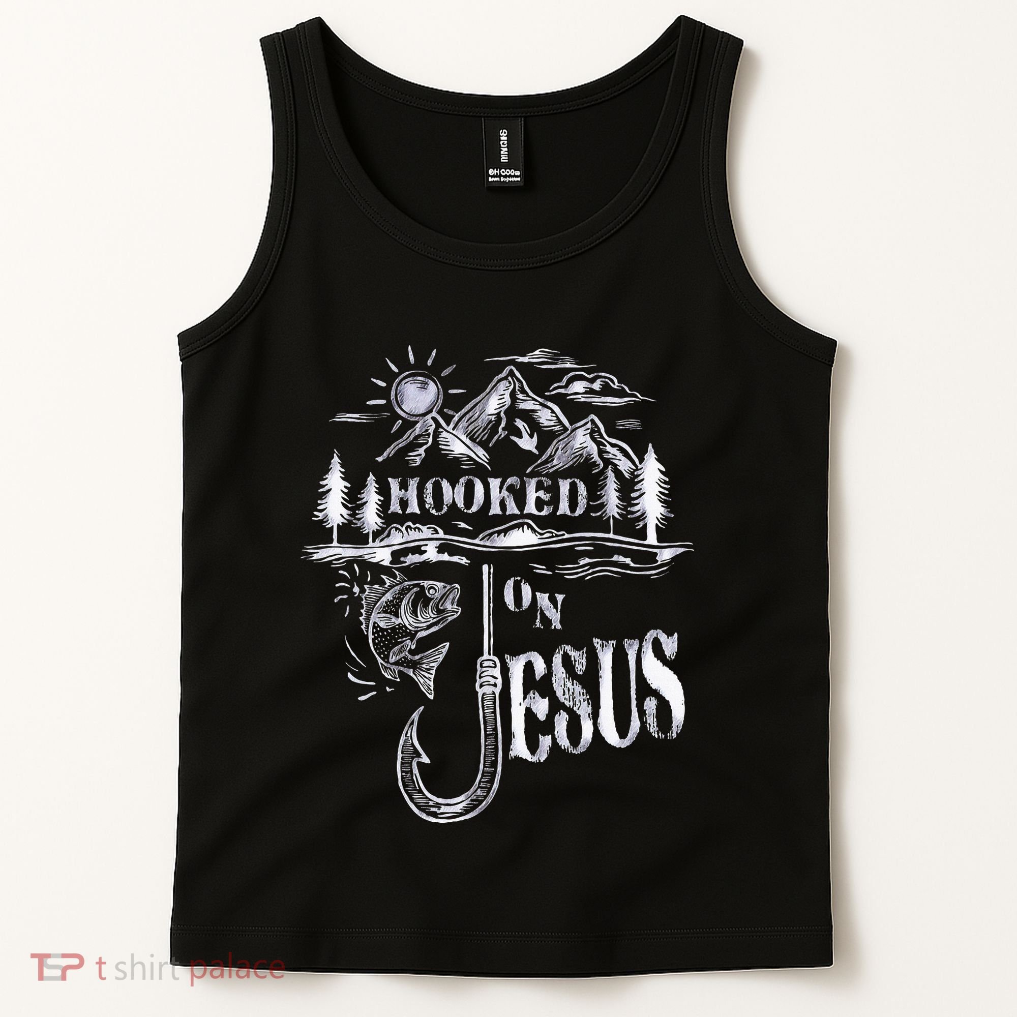Hooked On Jesus Christ Faith Hope Love Religious Tank Top