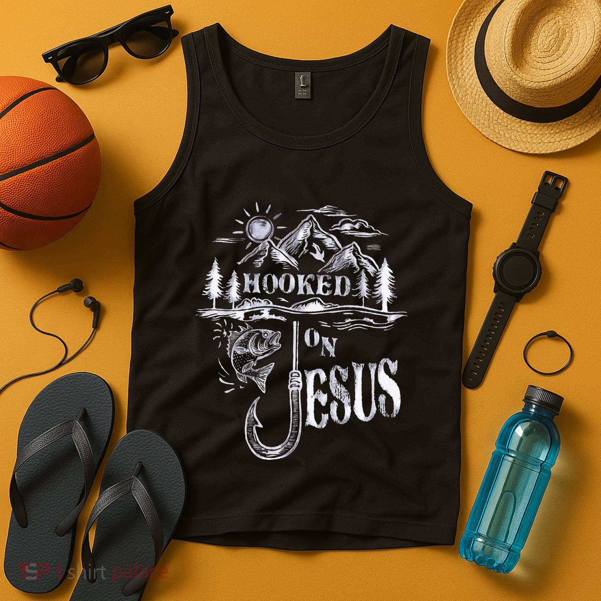 Hooked On Jesus Christ Faith Hope Love Religious Tank Top