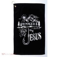 Hooked On Jesus Christ Faith Hope Love Religious Golf Towel thumb 0