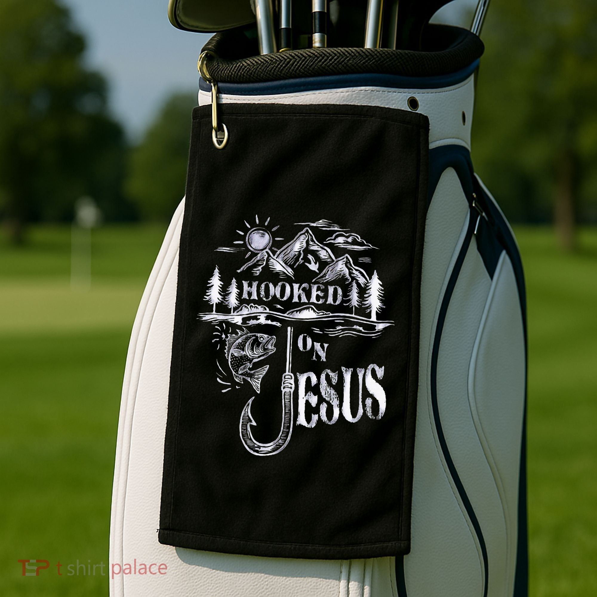 Hooked On Jesus Christ Faith Hope Love Religious Golf Towel