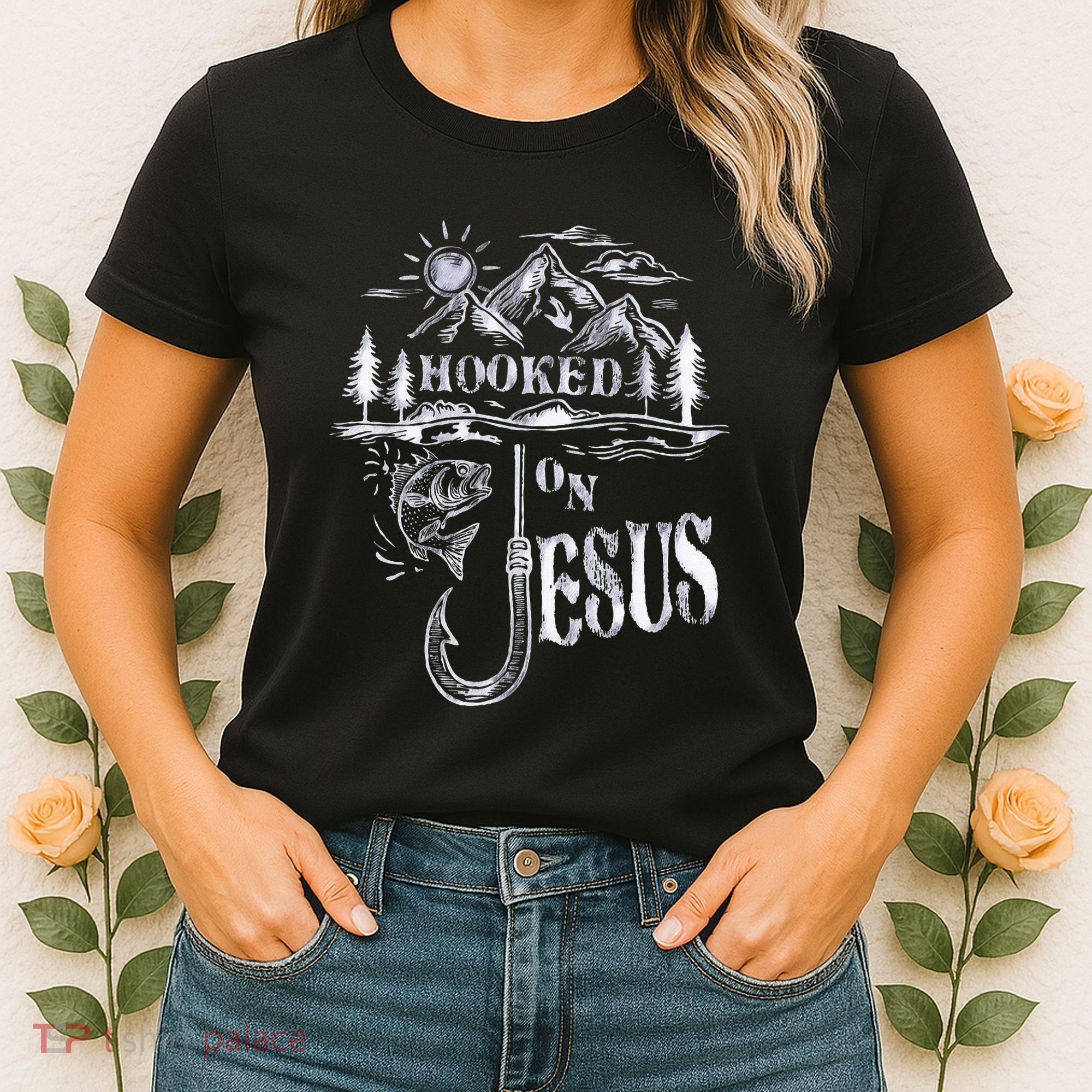 Hooked On Jesus Christ Faith Hope Love Religious Women's T-Shirt