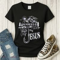 Hooked On Jesus Christ Faith Hope Love Religious Women's T-Shirt thumb 3