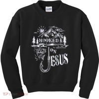 Hooked On Jesus Christ Faith Hope Love Religious Kids Sweatshirt thumb 0