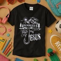 Hooked On Jesus Christ Faith Hope Love Religious Kids T-Shirt thumb 3