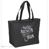 Hooked On Jesus Christ Faith Hope Love Religious Tote Bag thumb 2