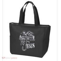 Hooked On Jesus Christ Faith Hope Love Religious Tote Bag thumb 3
