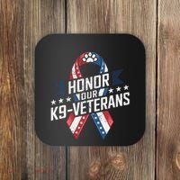 Honor Our K9 Veterans Usa Flag Ribbon Tribute Coaster thumb 0