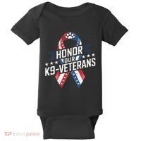Honor Our K9 Veterans Usa Flag Ribbon Tribute Baby Bodysuit thumb 0