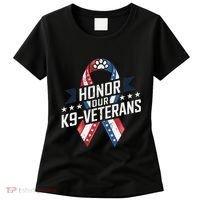 Honor Our K9 Veterans Usa Flag Ribbon Tribute Women's T-Shirt thumb 0