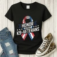 Honor Our K9 Veterans Usa Flag Ribbon Tribute Women's T-Shirt thumb 3