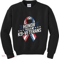 Honor Our K9 Veterans Usa Flag Ribbon Tribute Kids Sweatshirt thumb 0