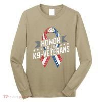 Honor Our K9 Veterans Usa Flag Ribbon Tribute Long Sleeve Shirt thumb 0