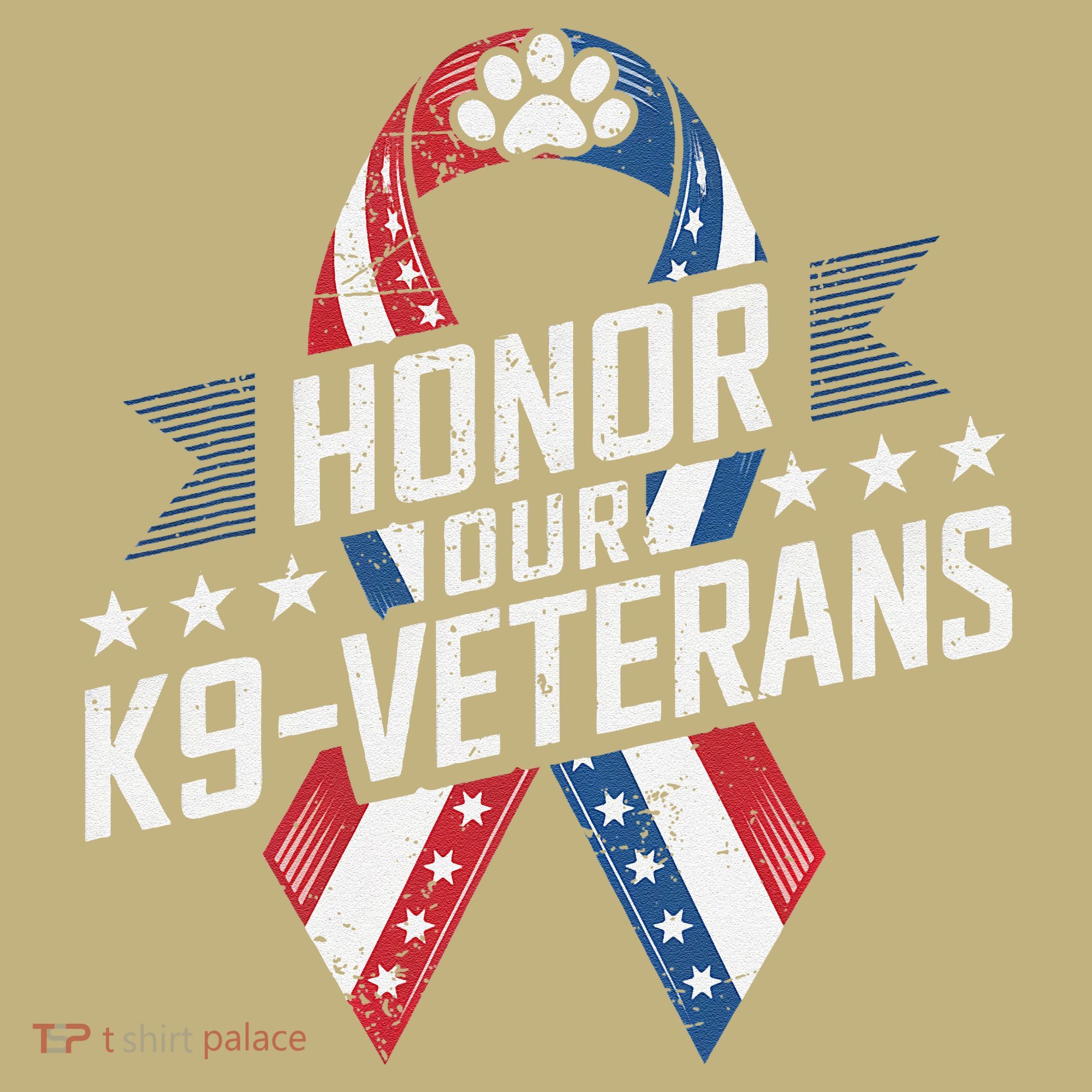 Honor Our K9 Veterans Usa Flag Ribbon Tribute Long Sleeve Shirt