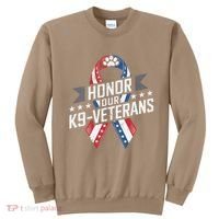 Honor Our K9 Veterans Usa Flag Ribbon Tribute Sweatshirt thumb 0