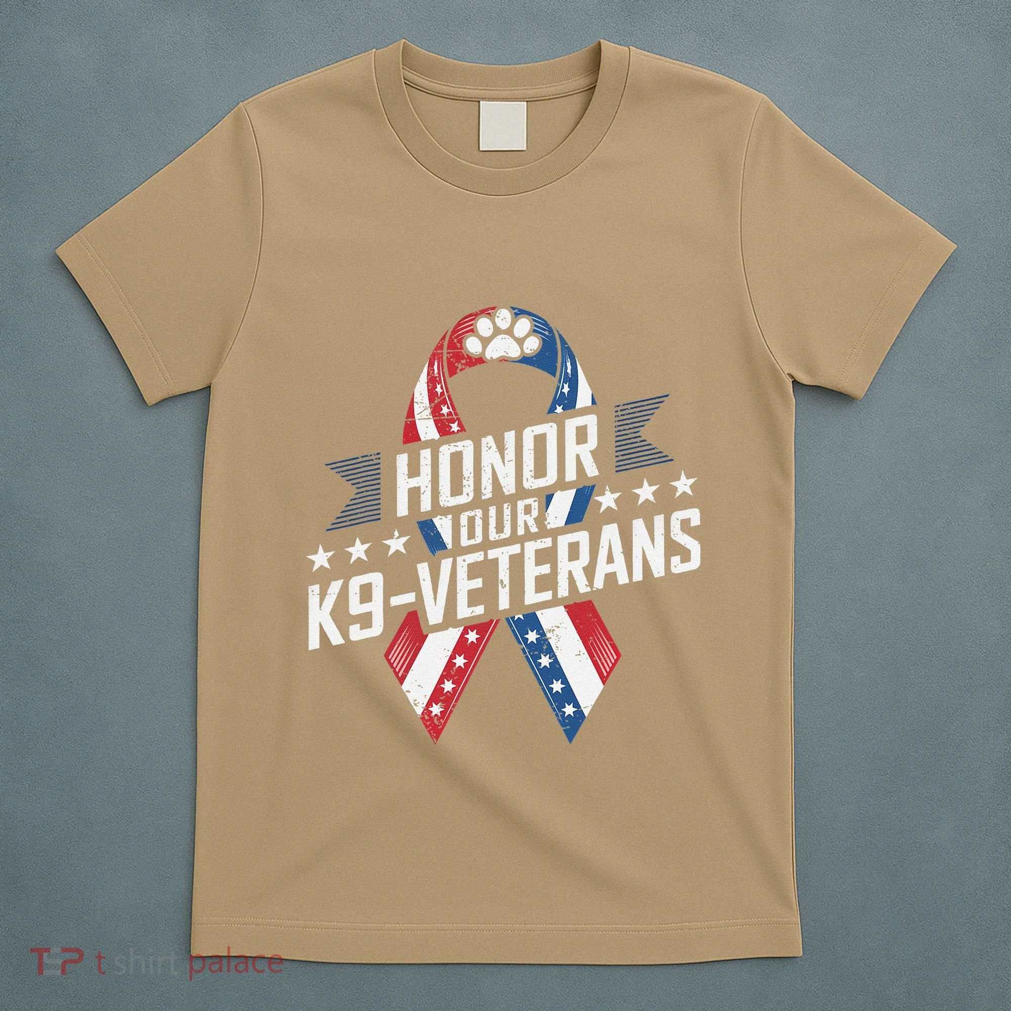 Honor Our K9 Veterans Usa Flag Ribbon Tribute T-Shirt