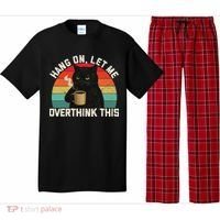 Hang On Let Me Overthink This Black Cat Coffee Sarcastic Pajama Set thumb 0