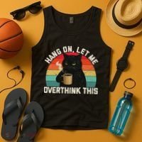 Hang On Let Me Overthink This Black Cat Coffee Sarcastic Tank Top thumb 4