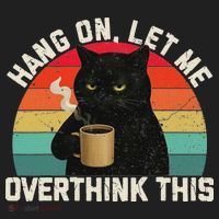 Hang On Let Me Overthink This Black Cat Coffee Sarcastic Golf Towel thumb 3