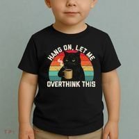 Hang On Let Me Overthink This Black Cat Coffee Sarcastic Toddler T-Shirt thumb 2