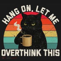 Hang On Let Me Overthink This Black Cat Coffee Sarcastic Kids Long Sleeve Shirt thumb 2