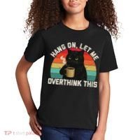 Hang On Let Me Overthink This Black Cat Coffee Sarcastic Kids T-Shirt thumb 2