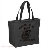 Hang On Let Me Overthink This Funny Racoon Tote Bag thumb 2