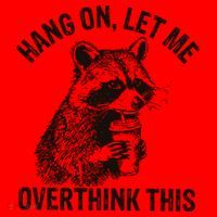 Hang On Let Me Overthink This Funny Racoon Santa Hat thumb 1