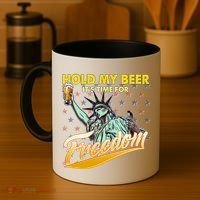 Hold My Beer It's Time For Freedom Statue Of Liberty Coffee Mug thumb 4