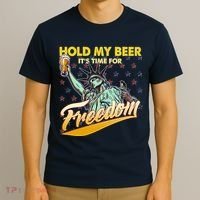 Hold My Beer It's Time For Freedom Statue Of Liberty T-Shirt thumb 3