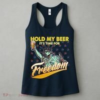 Hold My Beer It's Time For Freedom Statue Of Liberty Women's Tank Top thumb 3