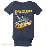 Hold My Beer It's Time For Freedom Statue Of Liberty Baby Bodysuit thumb 0