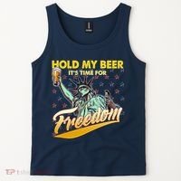 Hold My Beer It's Time For Freedom Statue Of Liberty Tank Top thumb 2