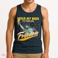 Hold My Beer It's Time For Freedom Statue Of Liberty Tank Top thumb 3