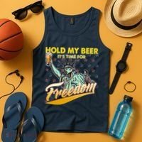 Hold My Beer It's Time For Freedom Statue Of Liberty Tank Top thumb 4