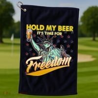 Hold My Beer It's Time For Freedom Statue Of Liberty Golf Towel thumb 1