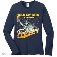 Hold My Beer It's Time For Freedom Statue Of Liberty Women's Long Sleeve Shirt thumb 0