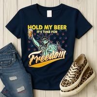 Hold My Beer It's Time For Freedom Statue Of Liberty Women's T-Shirt thumb 3