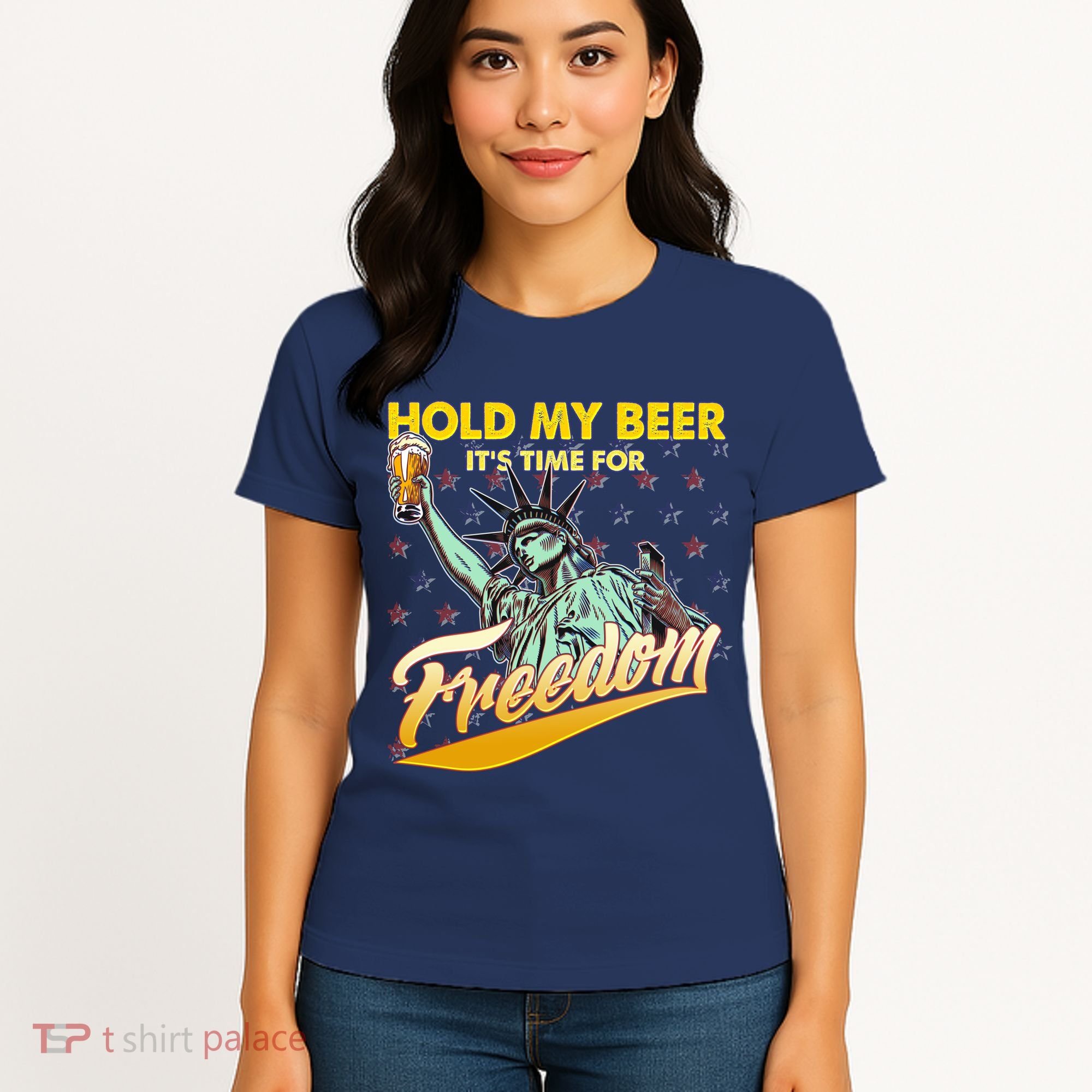Hold My Beer It's Time For Freedom Statue Of Liberty Women's T-Shirt
