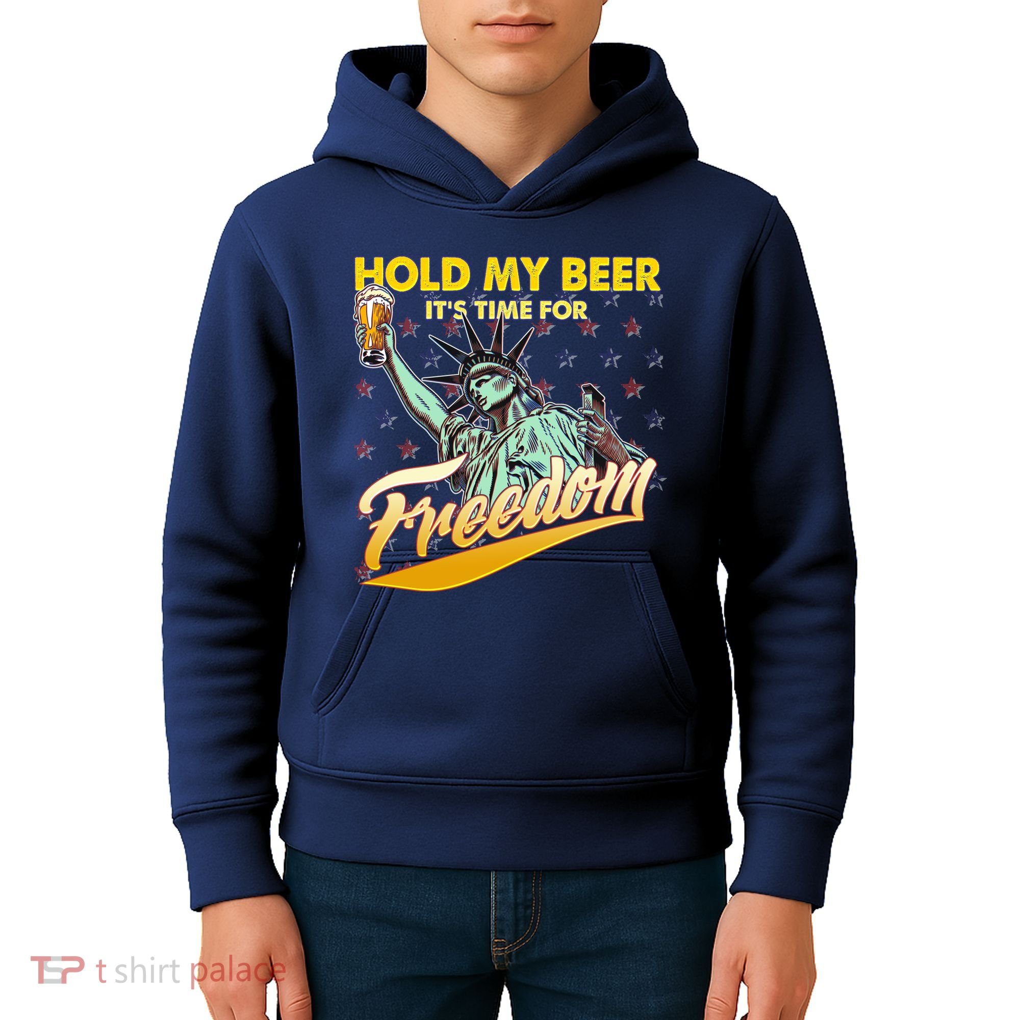 Hold My Beer It's Time For Freedom Statue Of Liberty Kids Hoodie
