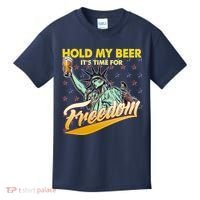 Hold My Beer It's Time For Freedom Statue Of Liberty Kids T-Shirt thumb 0