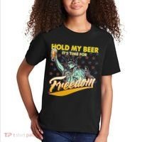 Hold My Beer It's Time For Freedom Statue Of Liberty Kids T-Shirt thumb 2
