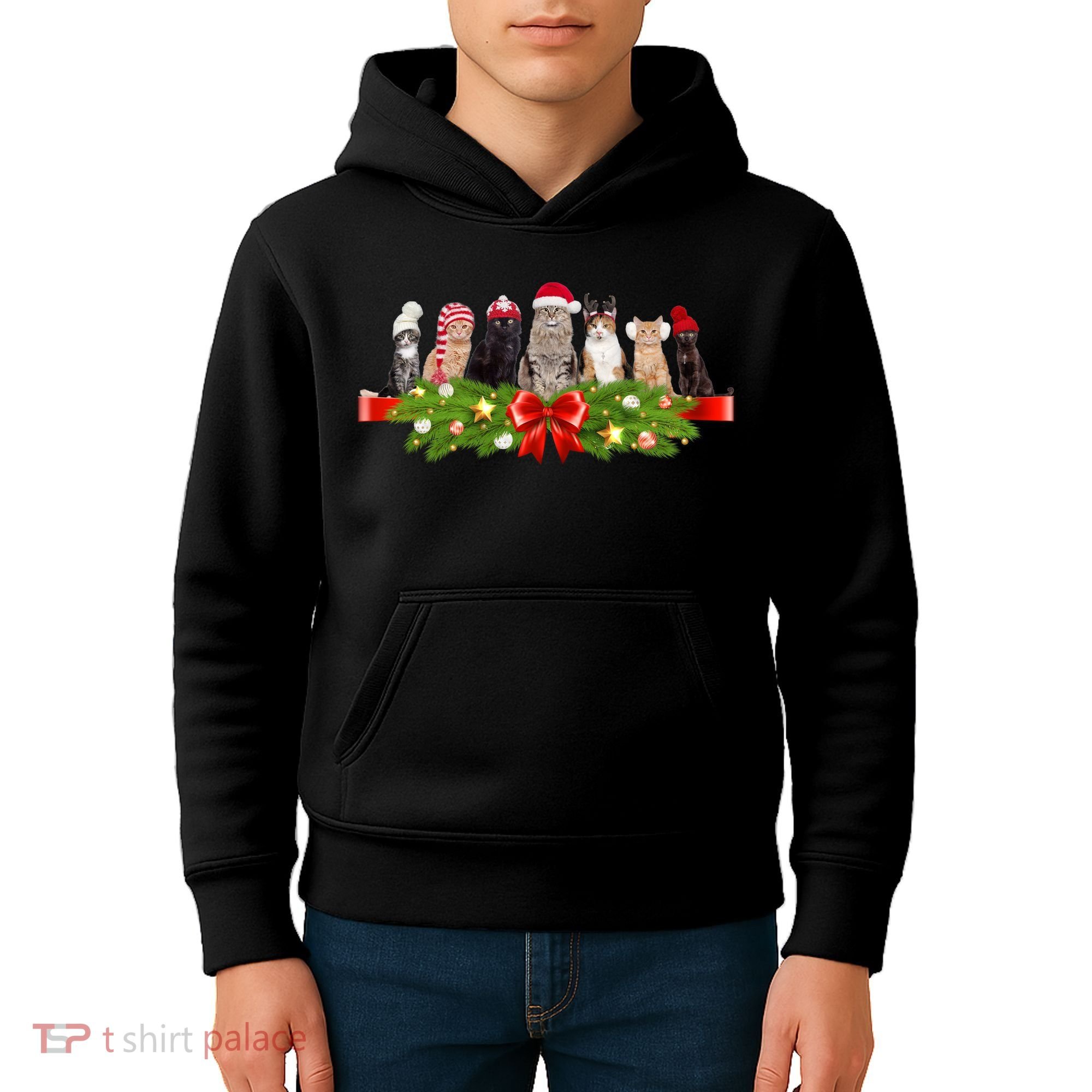 Holiday Christmas Cats Kids Hoodie